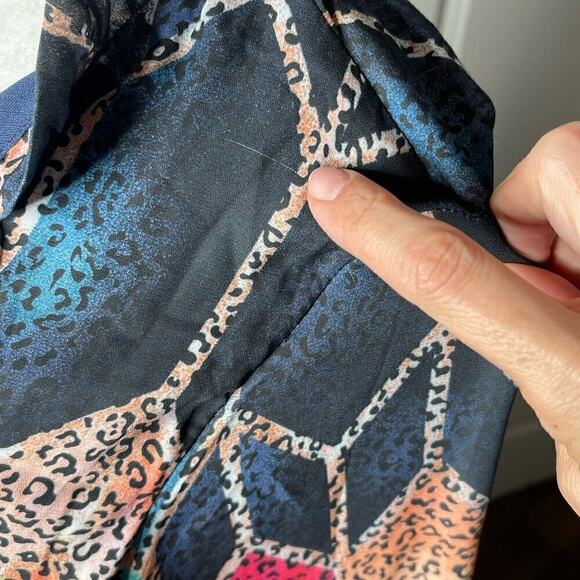 Mulla Long Sleeve Multicolor Animal Print Mini tiered Dress Medium Pink & Blue - Picture 11 of 15